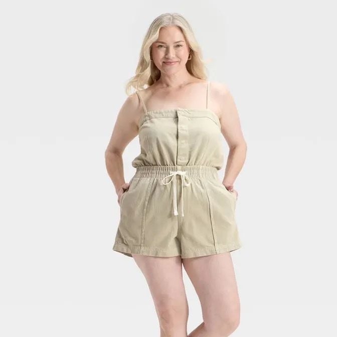 Universal Thread Women's Denim Romper Khaki Green Size XL 9