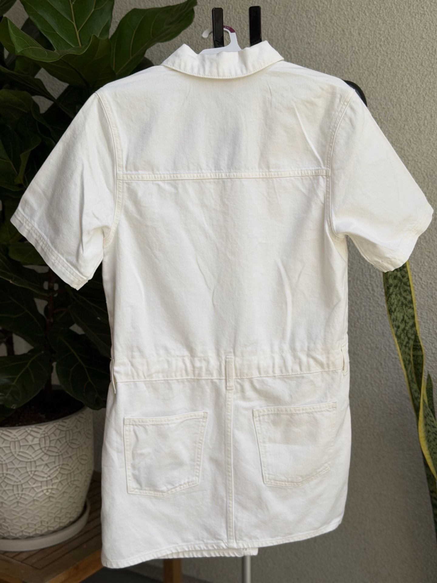Universal Thread Women's Short Sleeve Denim Utility Romper White Size M 3