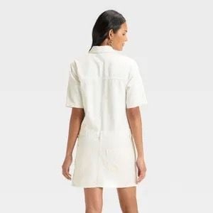 Universal Thread Women's Short Sleeve Denim Utility Romper White Size M 6