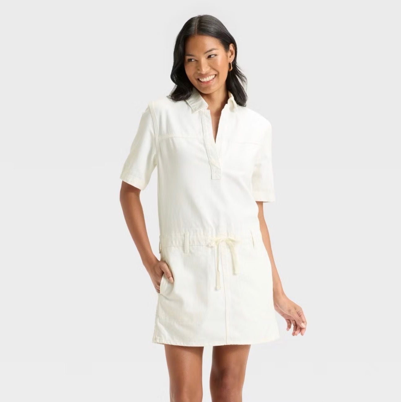 Universal Thread Women's Short Sleeve Denim Utility Romper White Size M 7