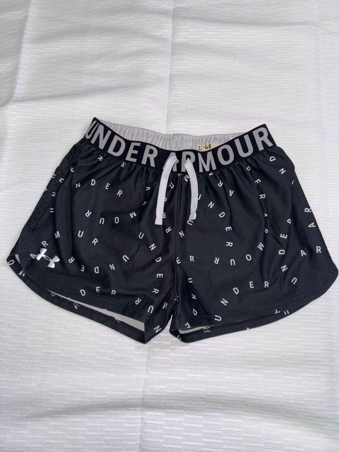 Under Armour HeatGear Athletic Shorts Youth Large YLG Black Logo Print 2
