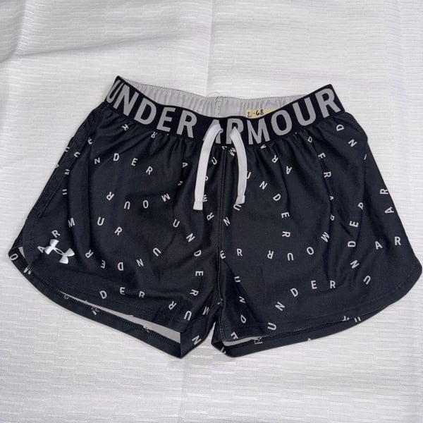 Under Armour HeatGear Athletic Shorts Youth Large YLG Black Logo Print