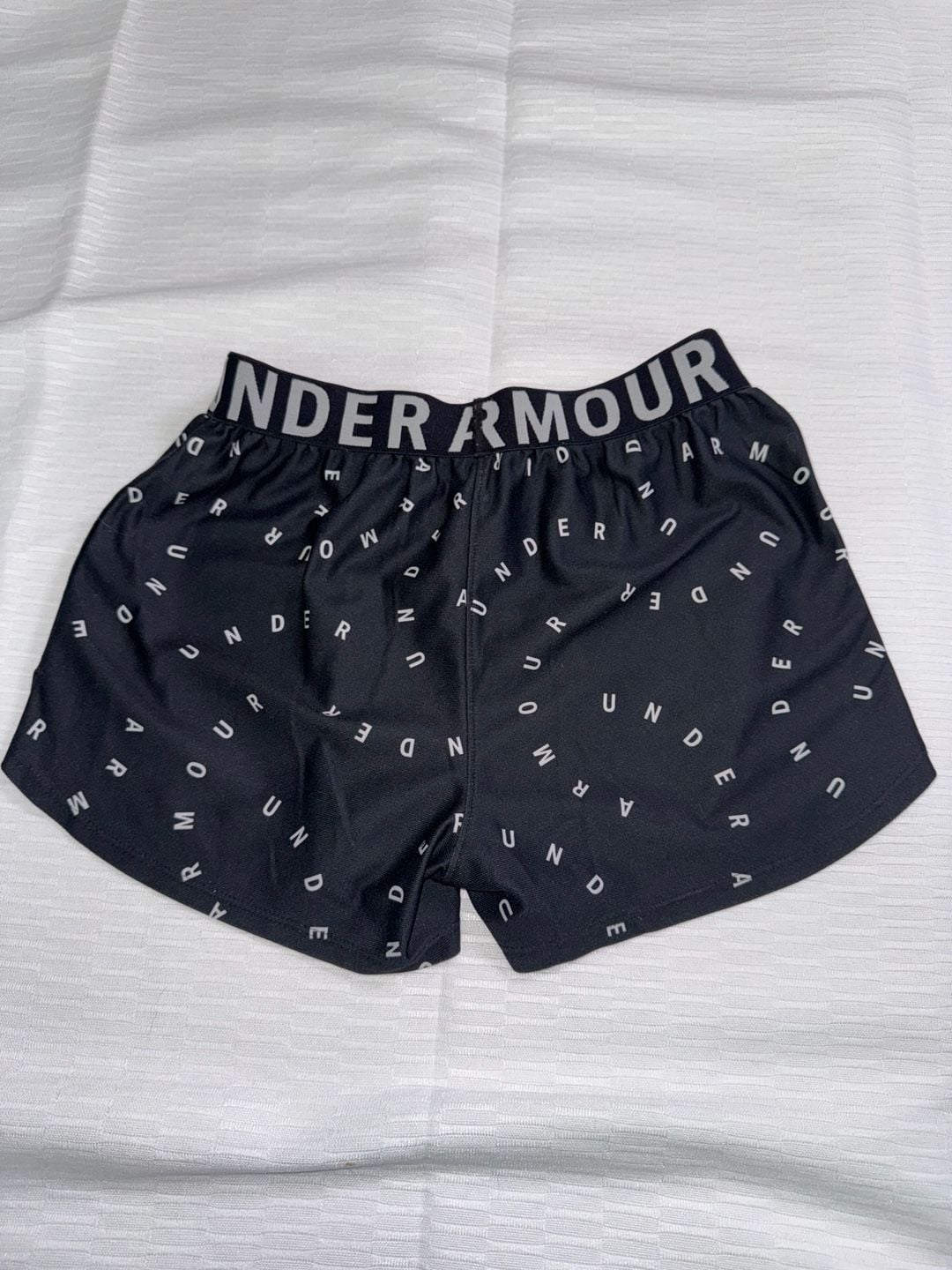 Under Armour HeatGear Athletic Shorts Youth Large YLG Black Logo Print 3