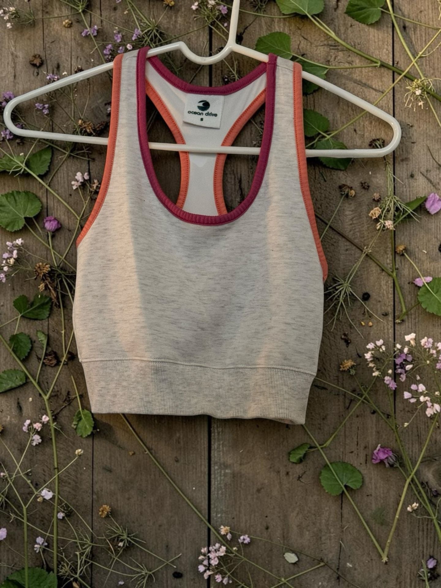 Ocean Drive Women's Size S Heathered Racerback Sports Bra Crop Top 2