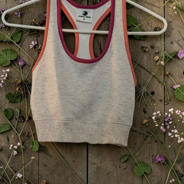 Ocean Drive Women's Size S Heathered Racerback Sports Bra Crop Top