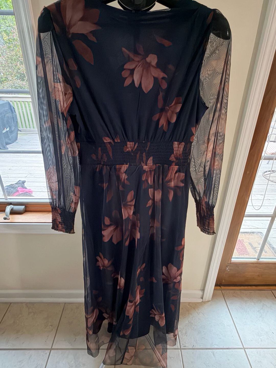 Anrabess Women's Floral Print Long Sleeve V-Neck Maxi Dress Size L 7