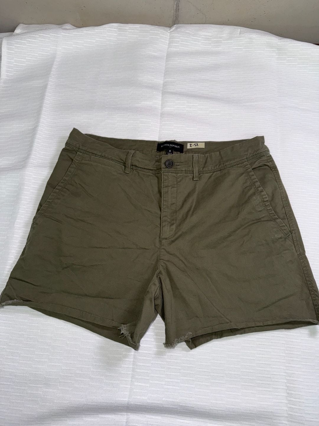 Banana Republic Olive Green Raw Hem Chino Shorts Size 8 2