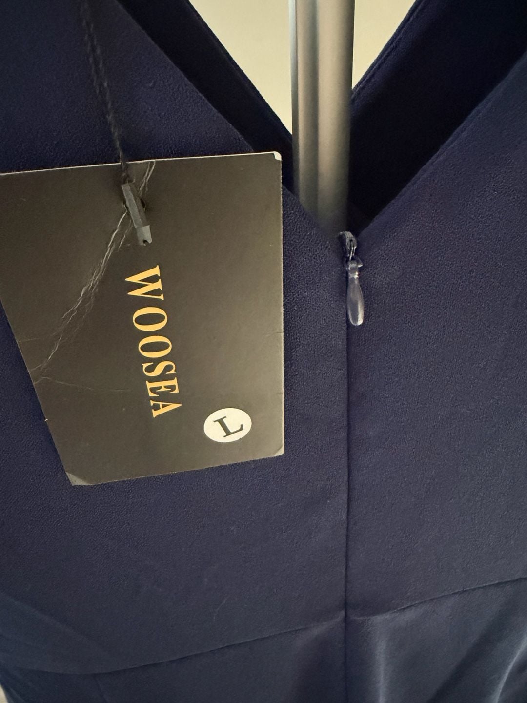 WOOSEA Women's Sleeveless V-Neck Wrap Dress Navy Blue Size L 5