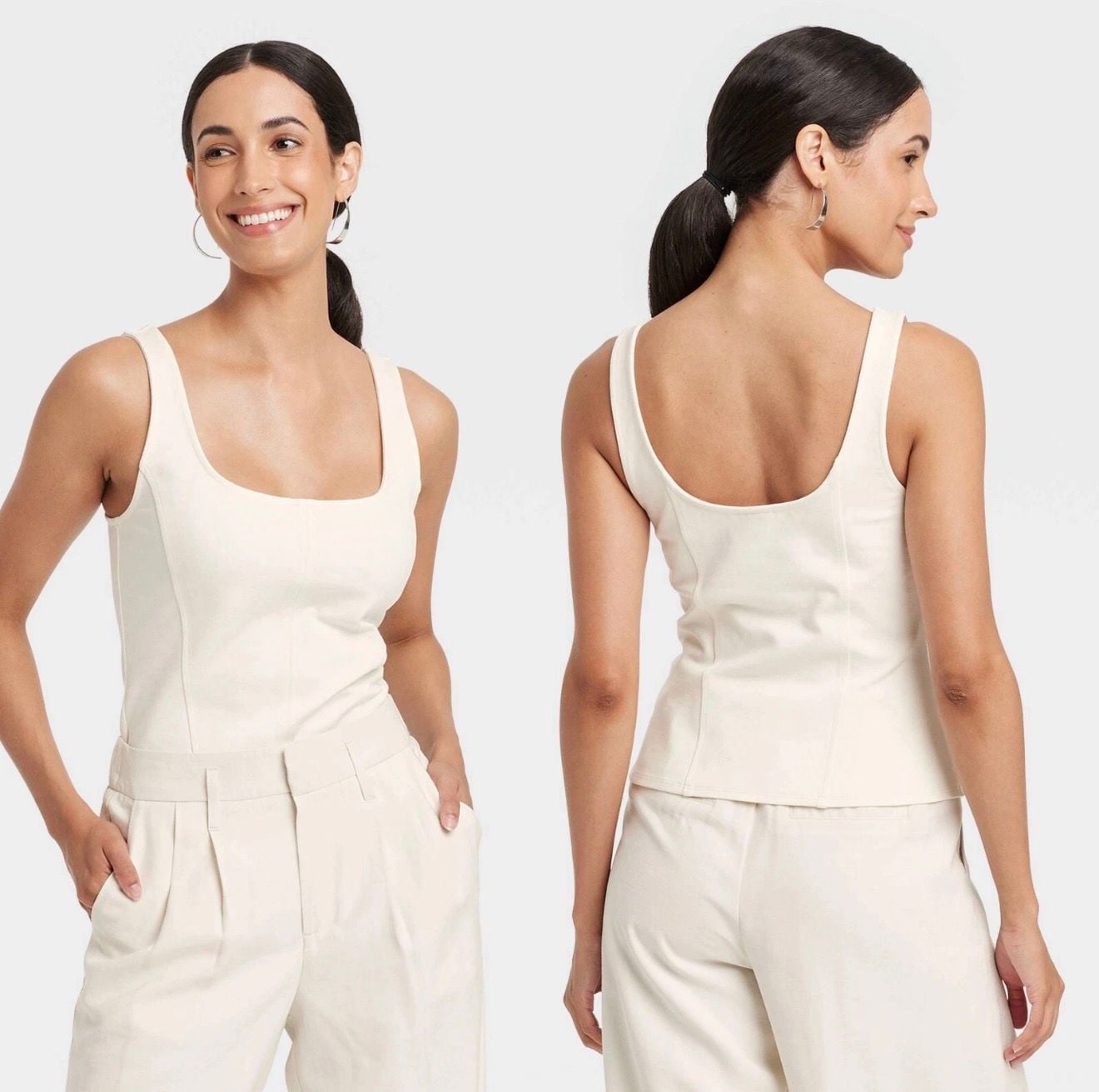 A New Day Cream Corset Tank Top Size L 6