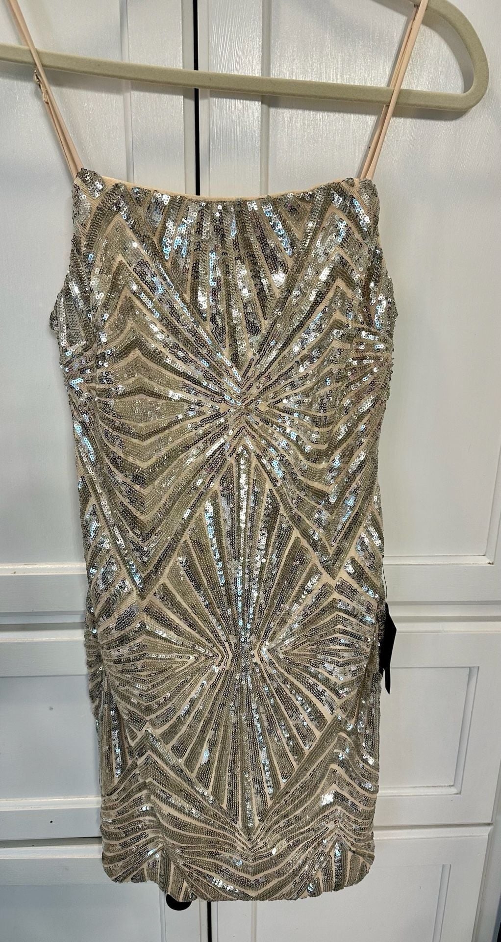 Lulus NWT Gold & Silver Sequin Geometric Bodycon Mini Dress NYE Holiday Party 3