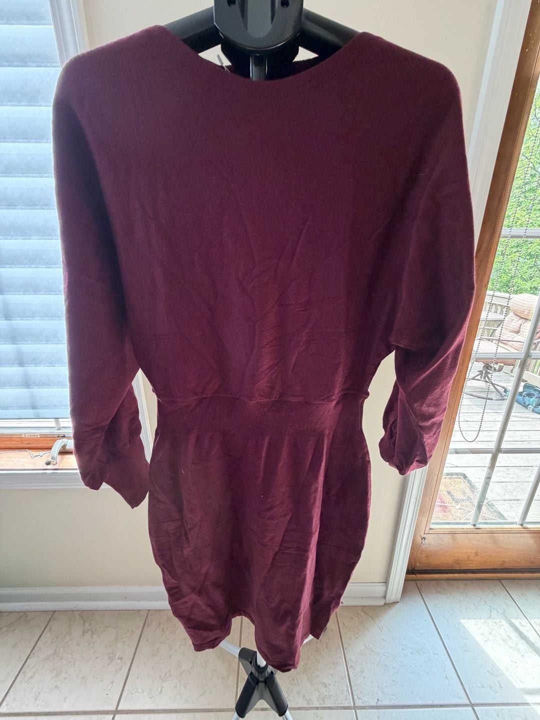 Mirol Women's Burgundy Long Sleeve Knit Sweater Dress Size L 2