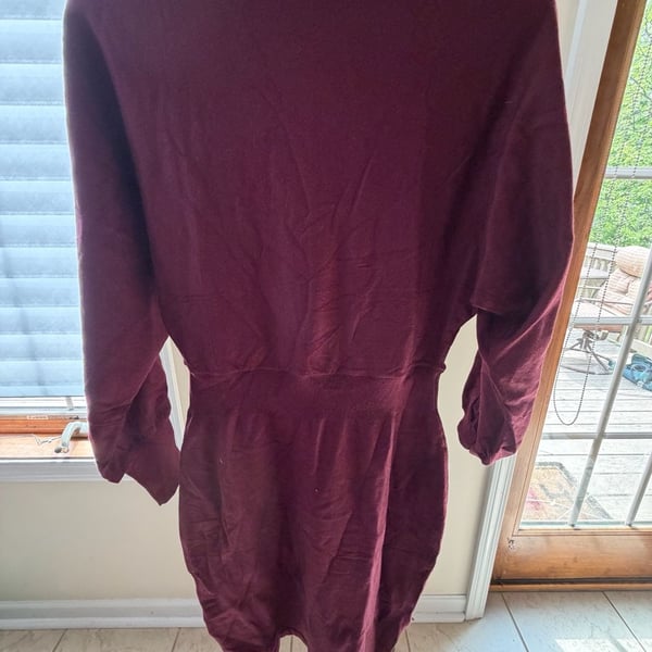 Mirol Women's Burgundy Long Sleeve Knit Sweater Dress Size L