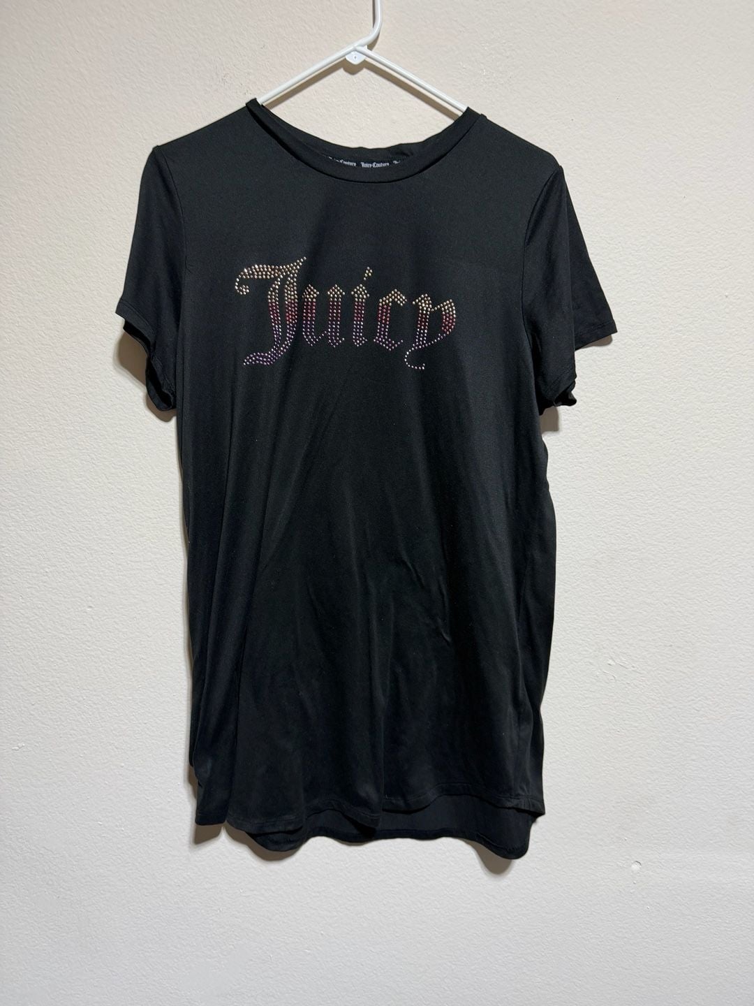 Juicy Couture Rhinestone Logo Sleepwear T-Shirt Black Size L 1