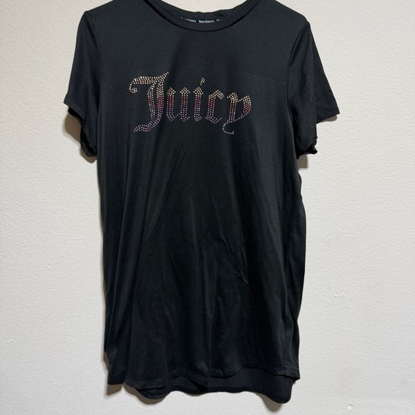 Juicy Couture Rhinestone Logo Sleepwear T-Shirt Black Size L