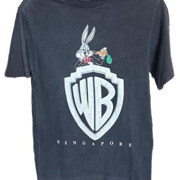 Vintage 90s Warner Bros Bugs Bunny Singapore Graphic T-Shirt Black