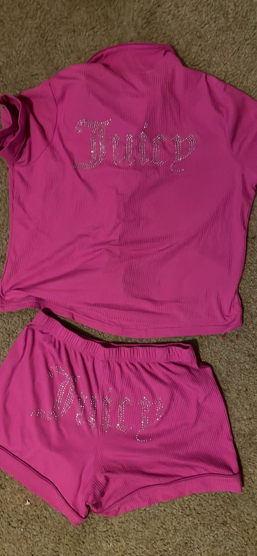 Juicy Couture Rhinestone Logo Ribbed Pajama Short Set 2