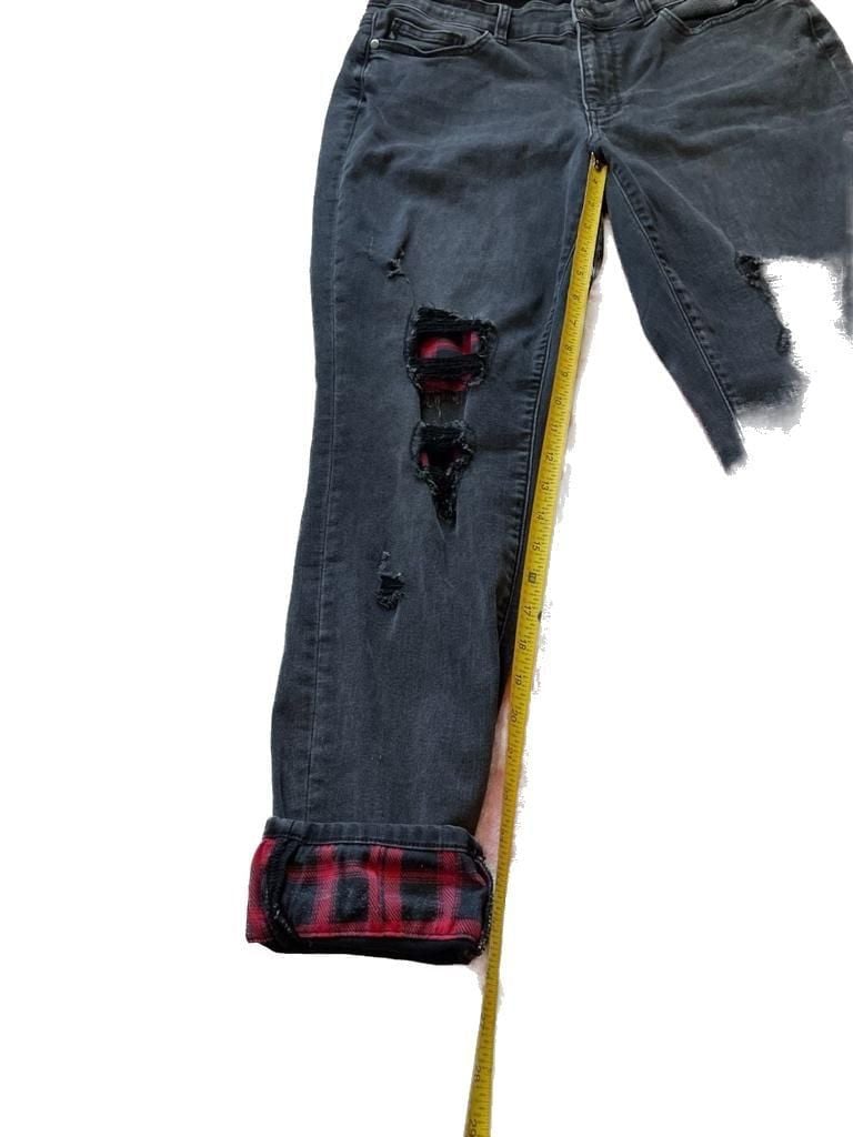 Judy Blue Plaid Patch Punk Rock Distressed Skinny Jeans Plus Size 14W 5