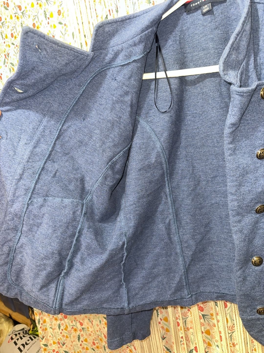 Tommy Hilfiger Women's Blue Double-Breasted Military Style Jacket Size Large 3