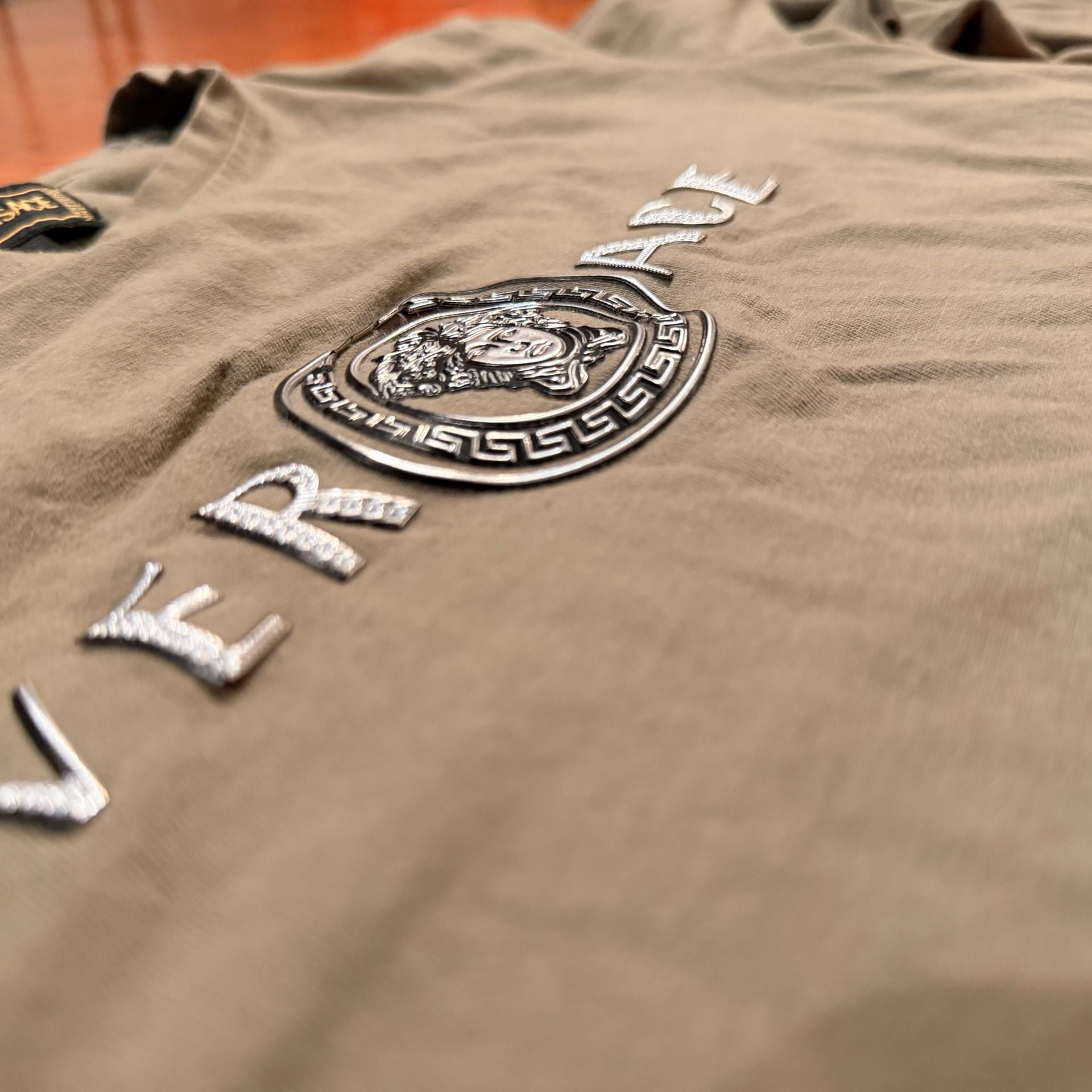 Versace Medusa Logo Long Sleeve T-Shirt Olive Green Size M 6