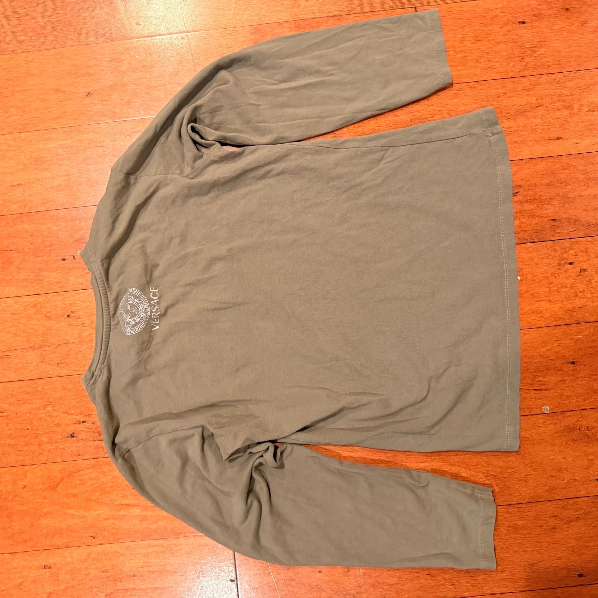 Versace Medusa Logo Long Sleeve T-Shirt Olive Green Size M 7