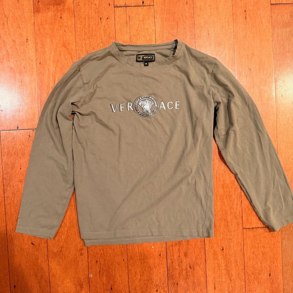Versace Medusa Logo Long Sleeve T-Shirt Olive Green Size M