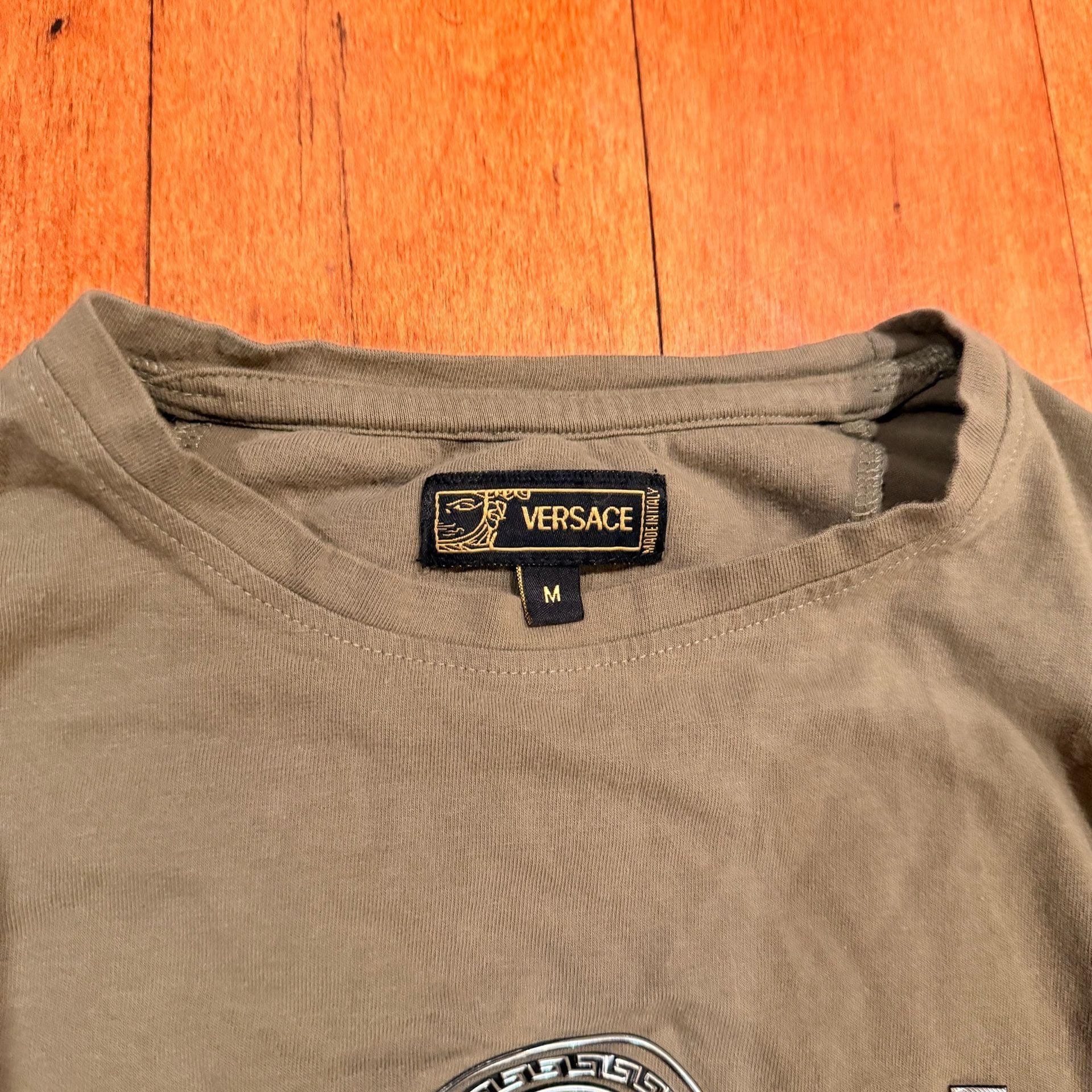Versace Medusa Logo Long Sleeve T-Shirt Olive Green Size M 3