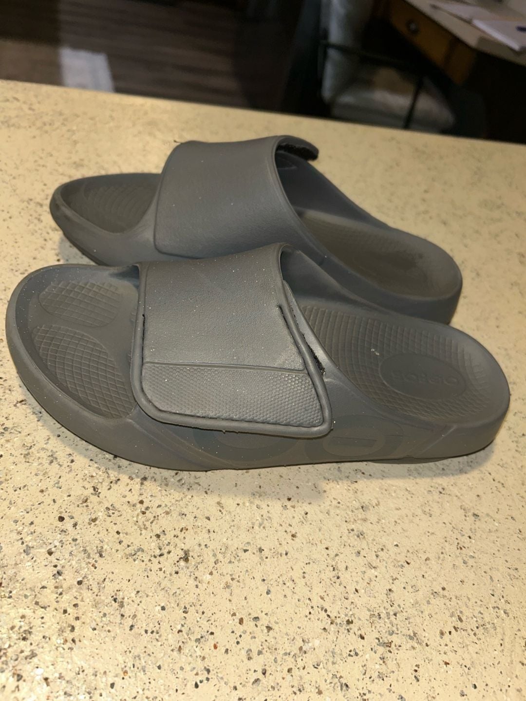 OOFOS OOahh Sport Flex Adjustable Recovery Slides Slate 4