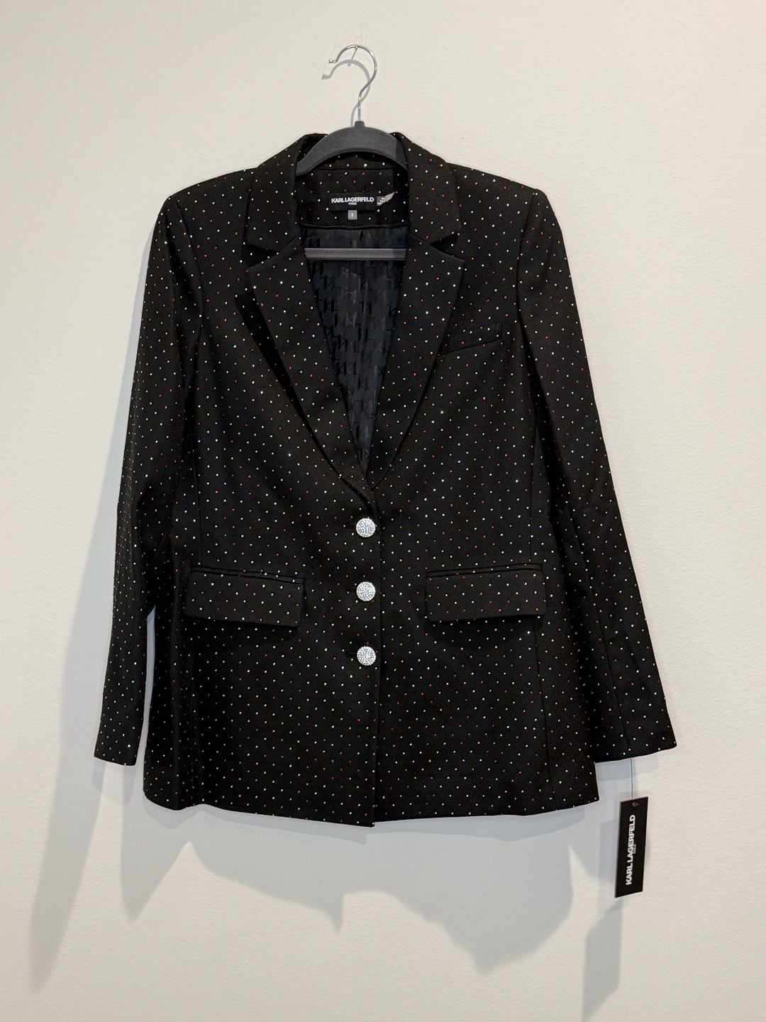 Karl Lagerfeld Paris Rhinestone Embellished Blazer Size 8 3
