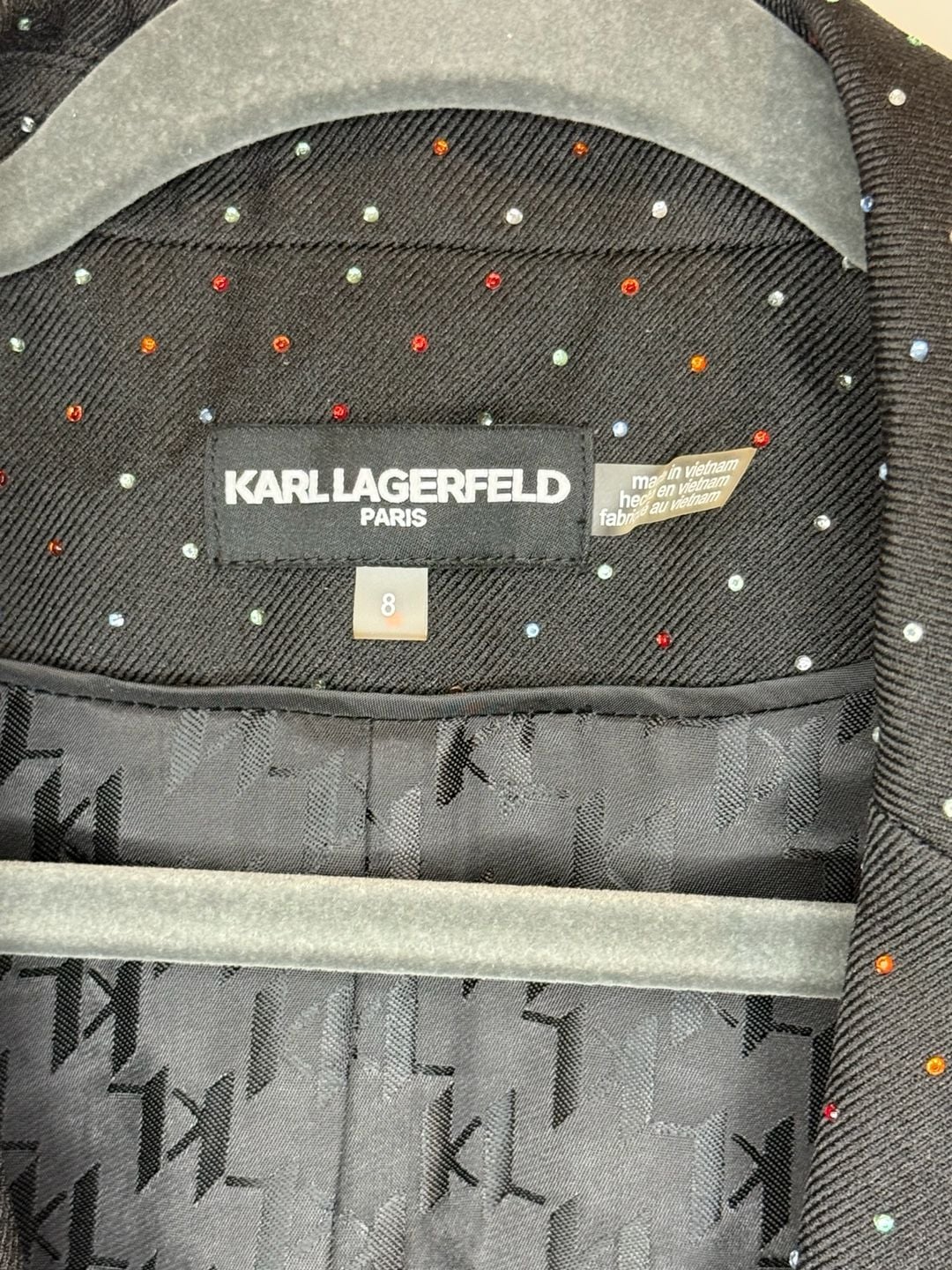 Karl Lagerfeld Paris Rhinestone Embellished Blazer Size 8 5