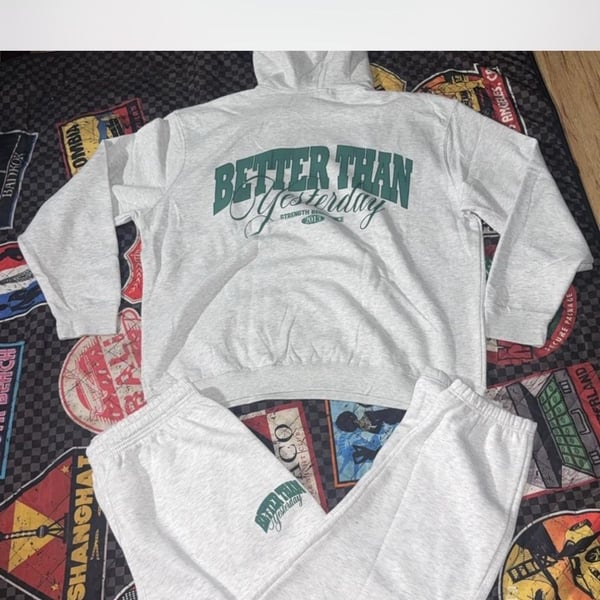 Better Than Yesterday Grey Hoodie and Sweatpants Matching Set