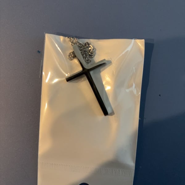 Minimalist Silver Tone Cross Pendant Necklace
