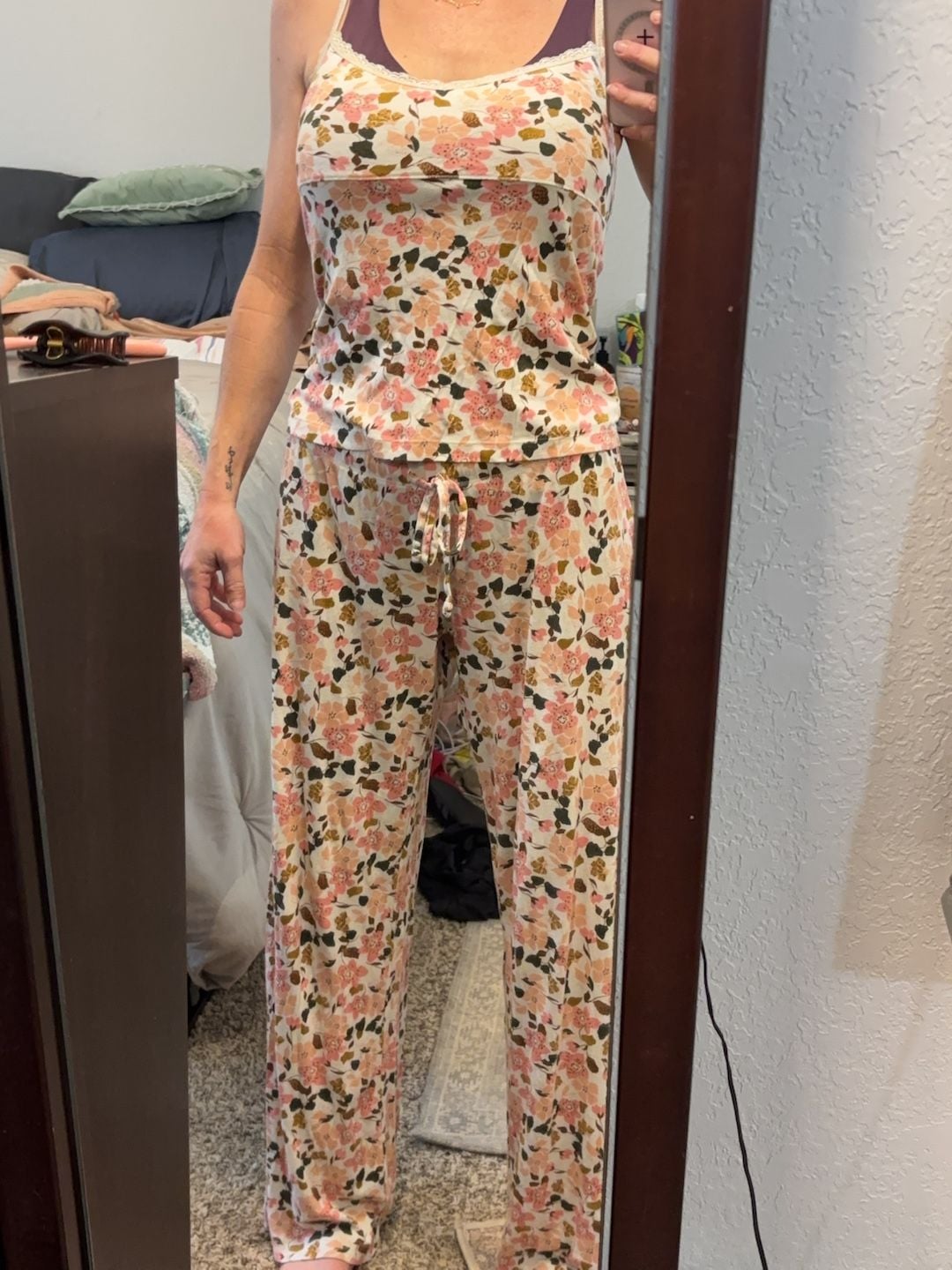 E2: Victoria's Secret Floral Lace Trim Pajama Set Size S 1
