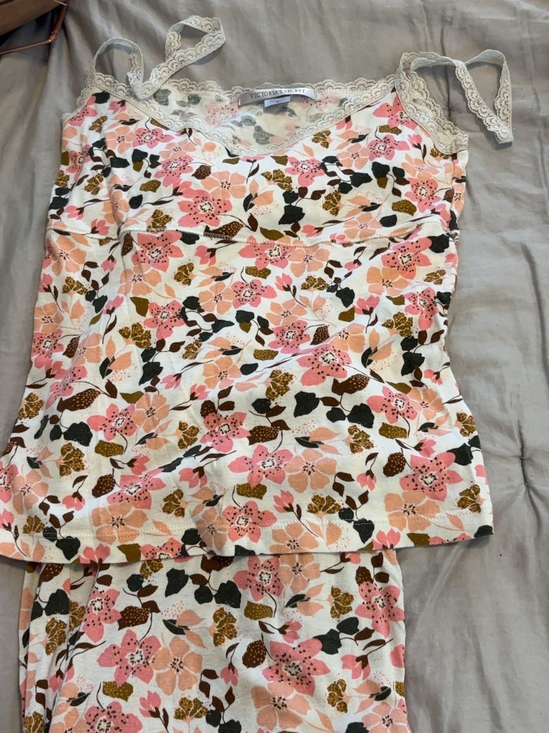 E2: Victoria's Secret Floral Lace Trim Pajama Set Size S 3
