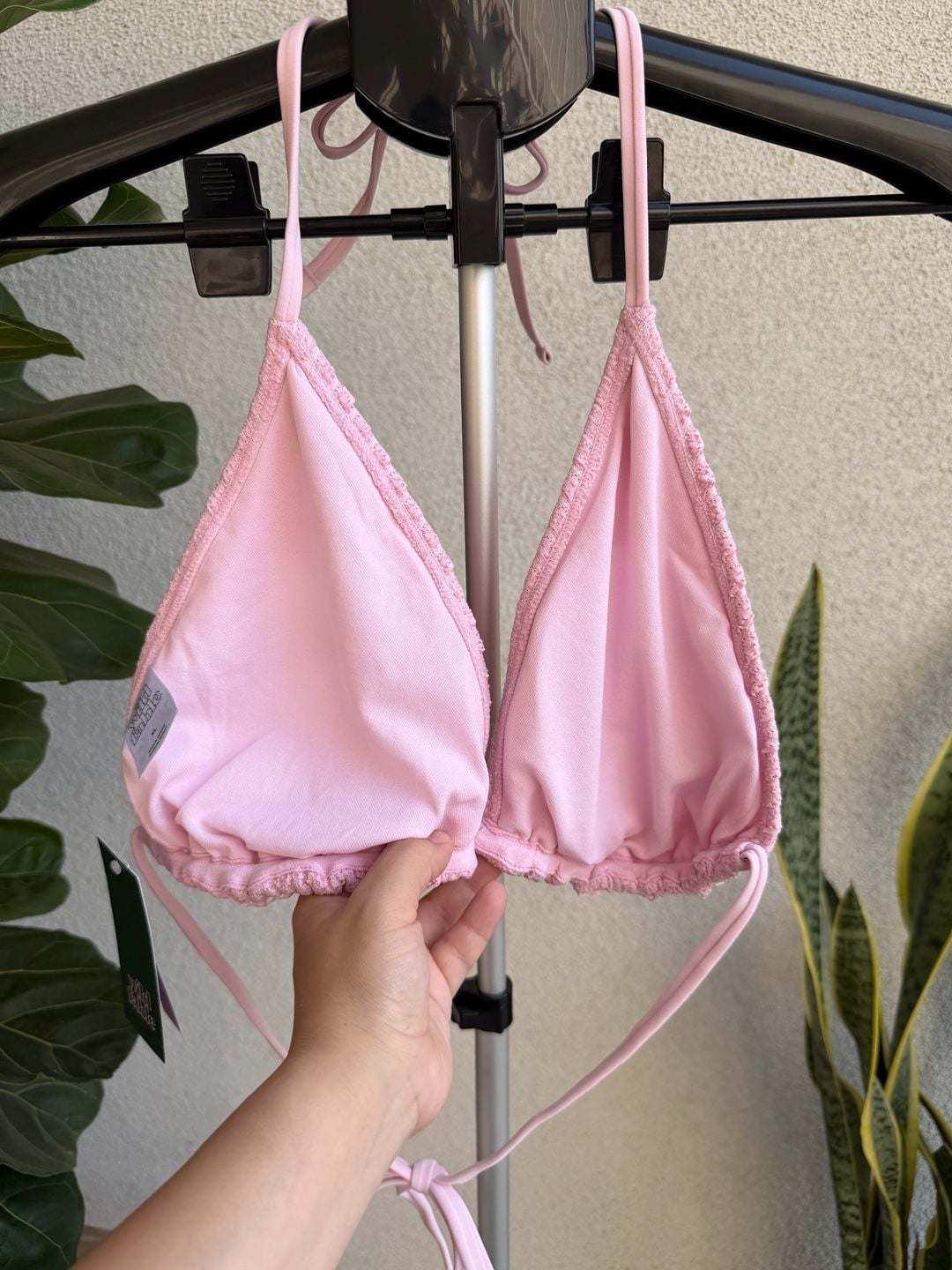 Wild Fable Pink Crochet Triangle Bikini Top XL (16) 3