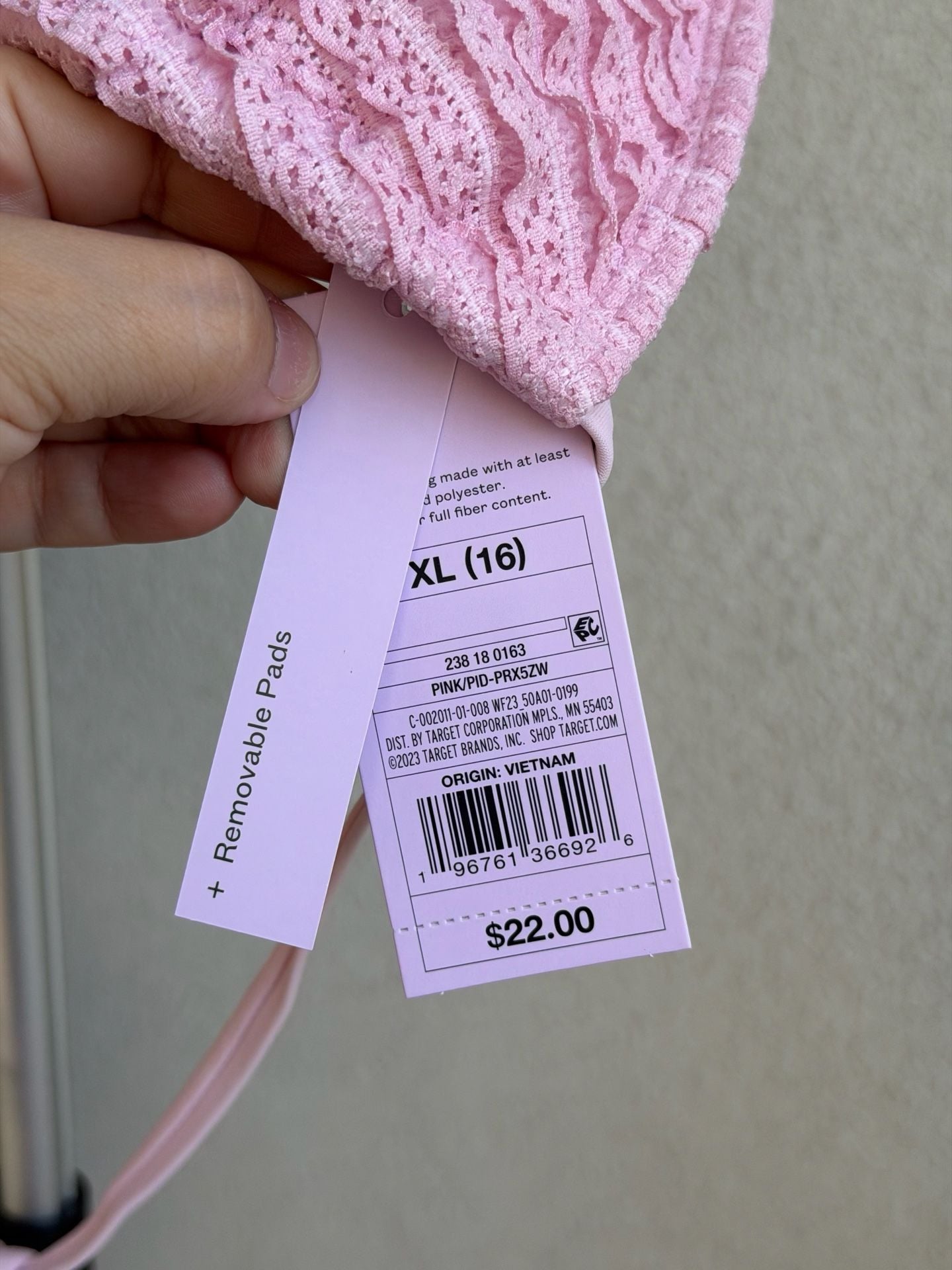 Wild Fable Pink Crochet Triangle Bikini Top XL (16) 4