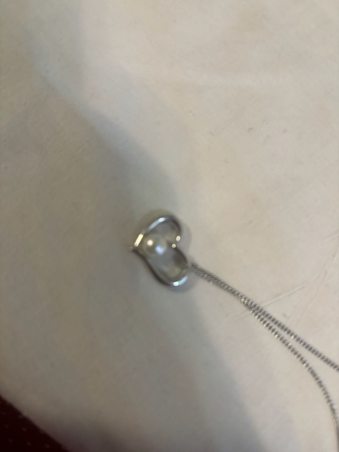 Imperial Sterling Silver Freshwater Cultured Pearl Heart Necklace 925 16” 1
