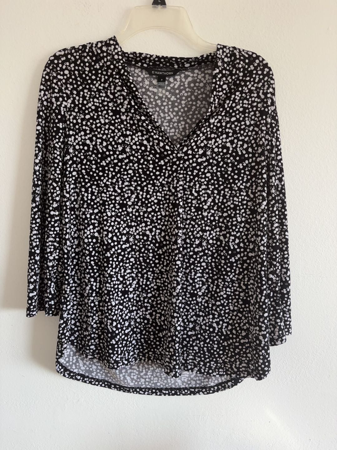 41 Hawthorn Black and White V-Neck Blouse 3/4 sleeve Size S 2