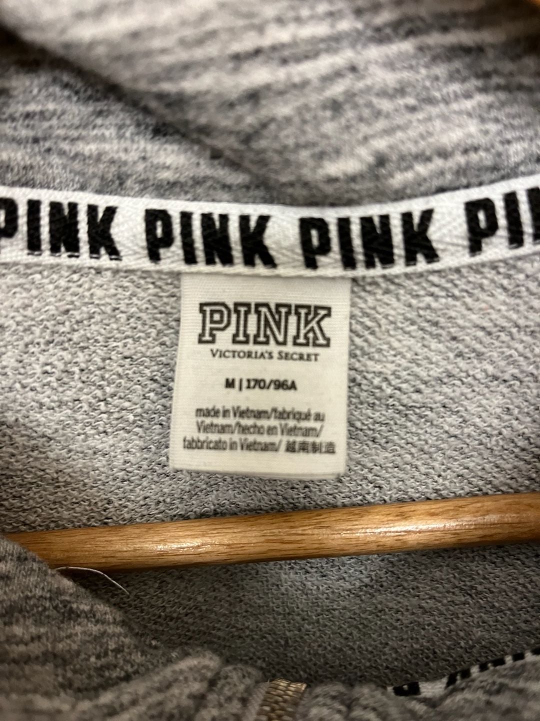 Victoria's Secret PINK Gray Heathered Quarter-Zip Pullover Sweatshirt Size M 3