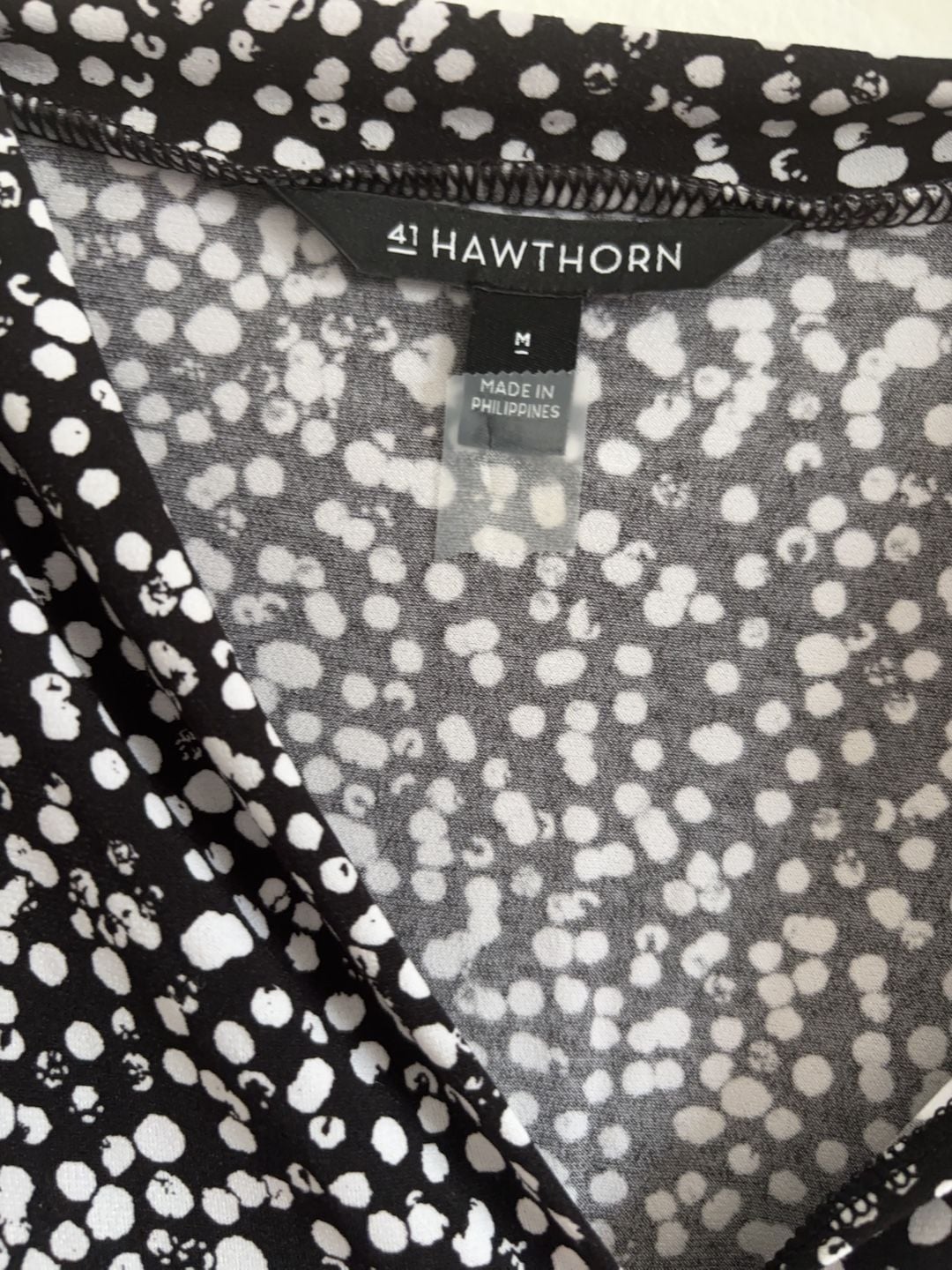 41 Hawthorn Black and White V-Neck Blouse 3/4 sleeve Size S 3