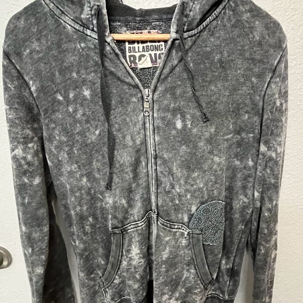Billabong Acid Wash Zip Up Hoodie Size M