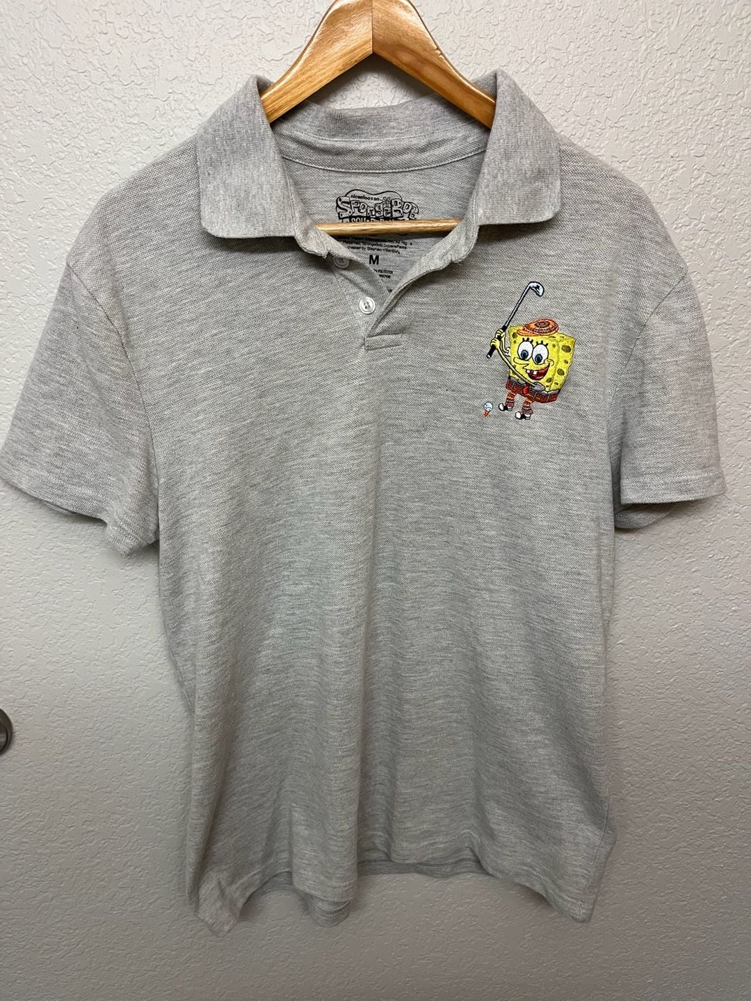 SpongeBob SquarePants Golf Graphic Polo Shirt Gray Size M 2
