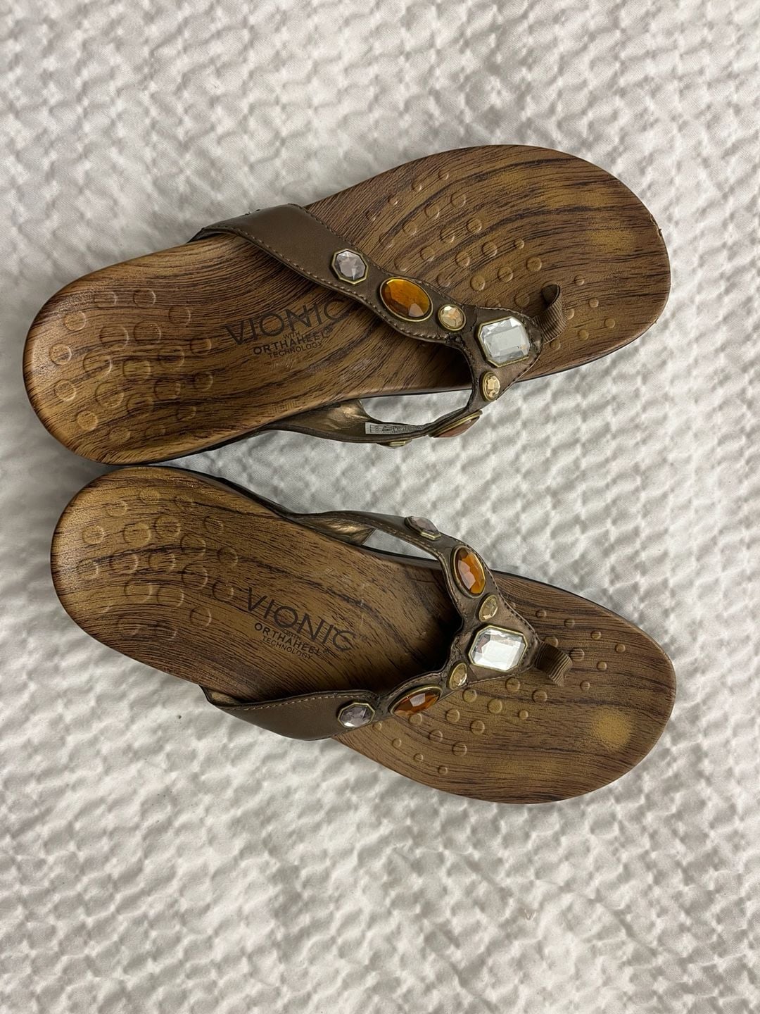 Vionic Orthoheel Technology Embellished Thong Sandals Brown 2