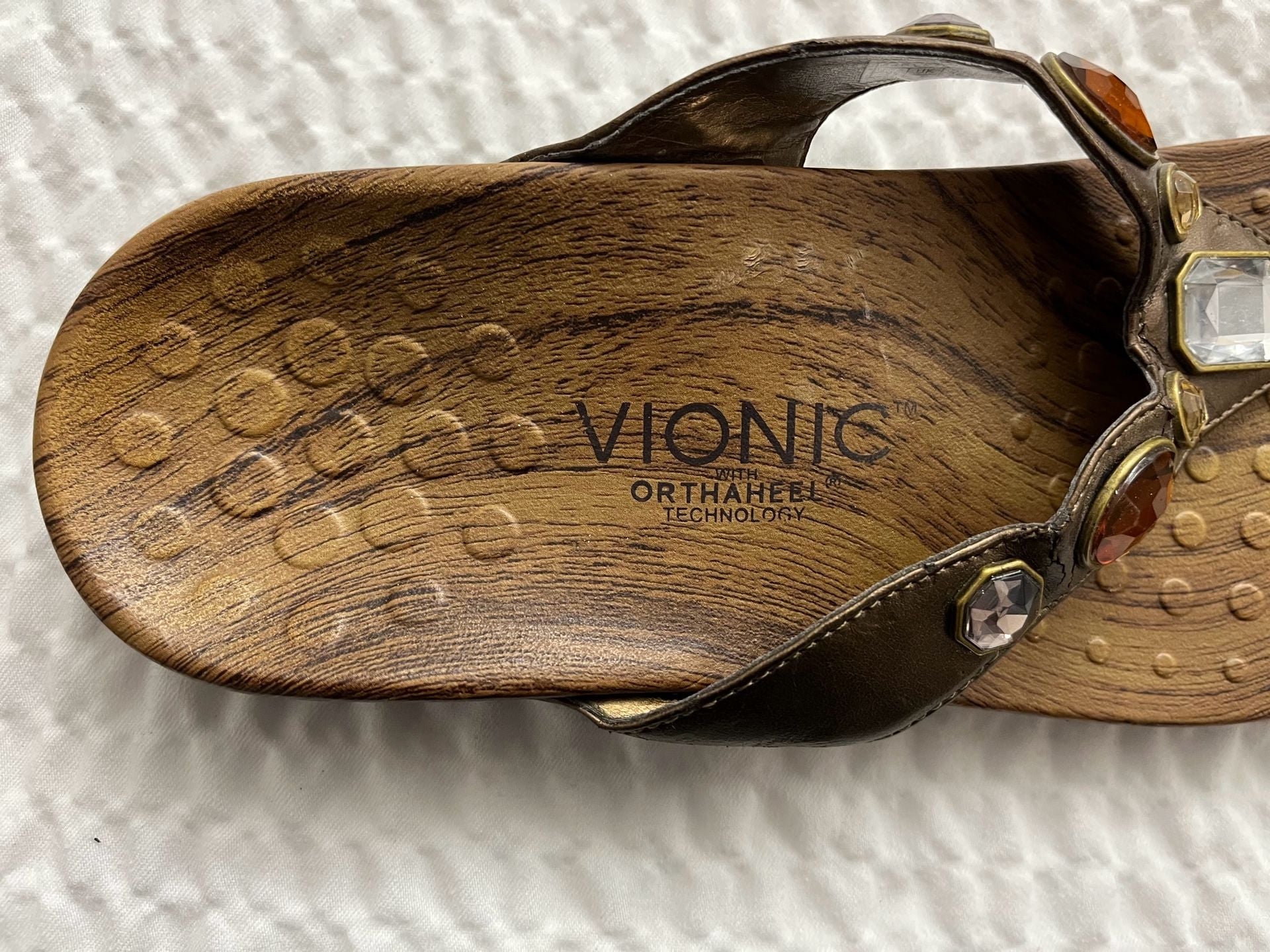 Vionic Orthoheel Technology Embellished Thong Sandals Brown 4