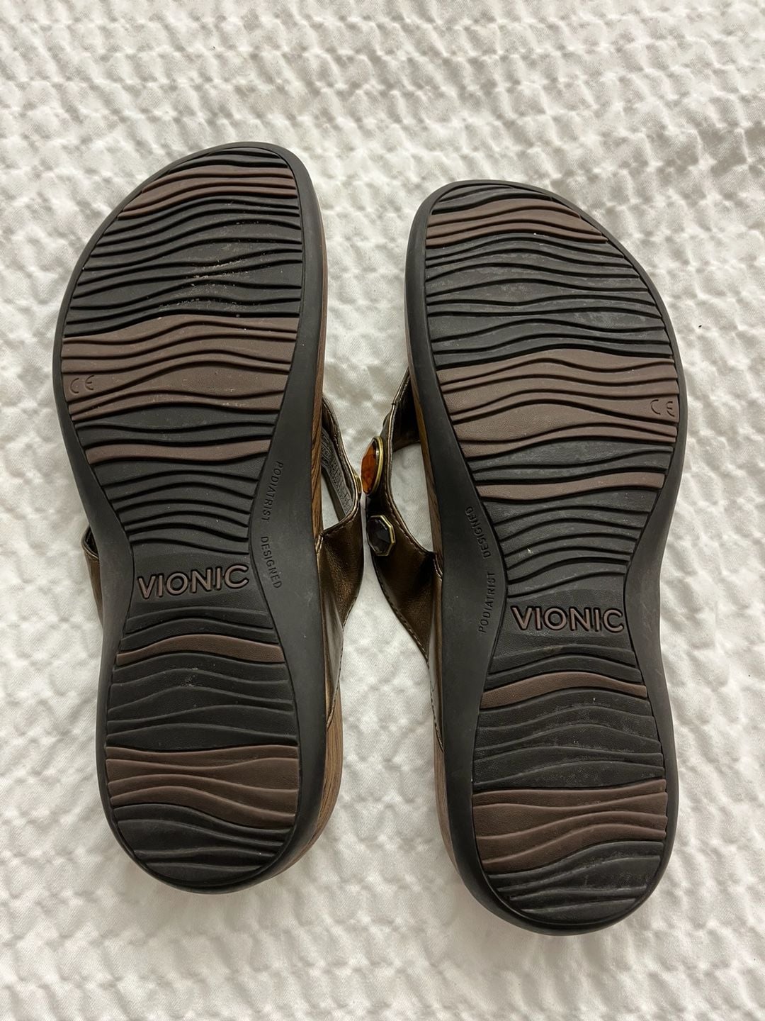Vionic Orthoheel Technology Embellished Thong Sandals Brown 5