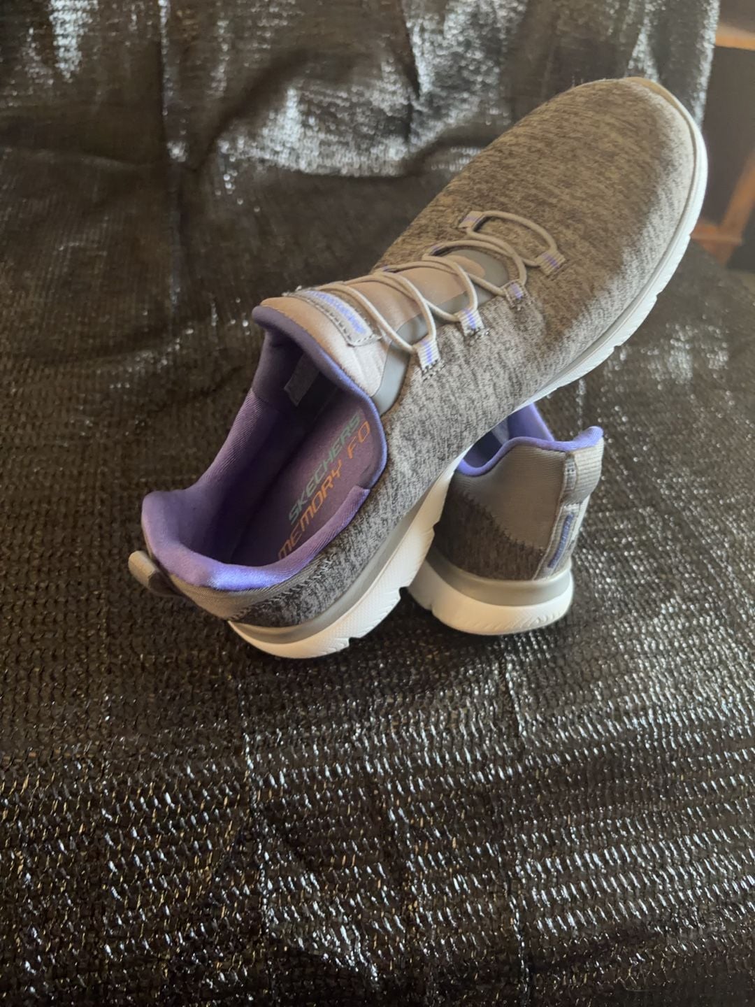 Skechers Memory Foam Slip-On Sneakers Gray Purple Women's Size 7 5