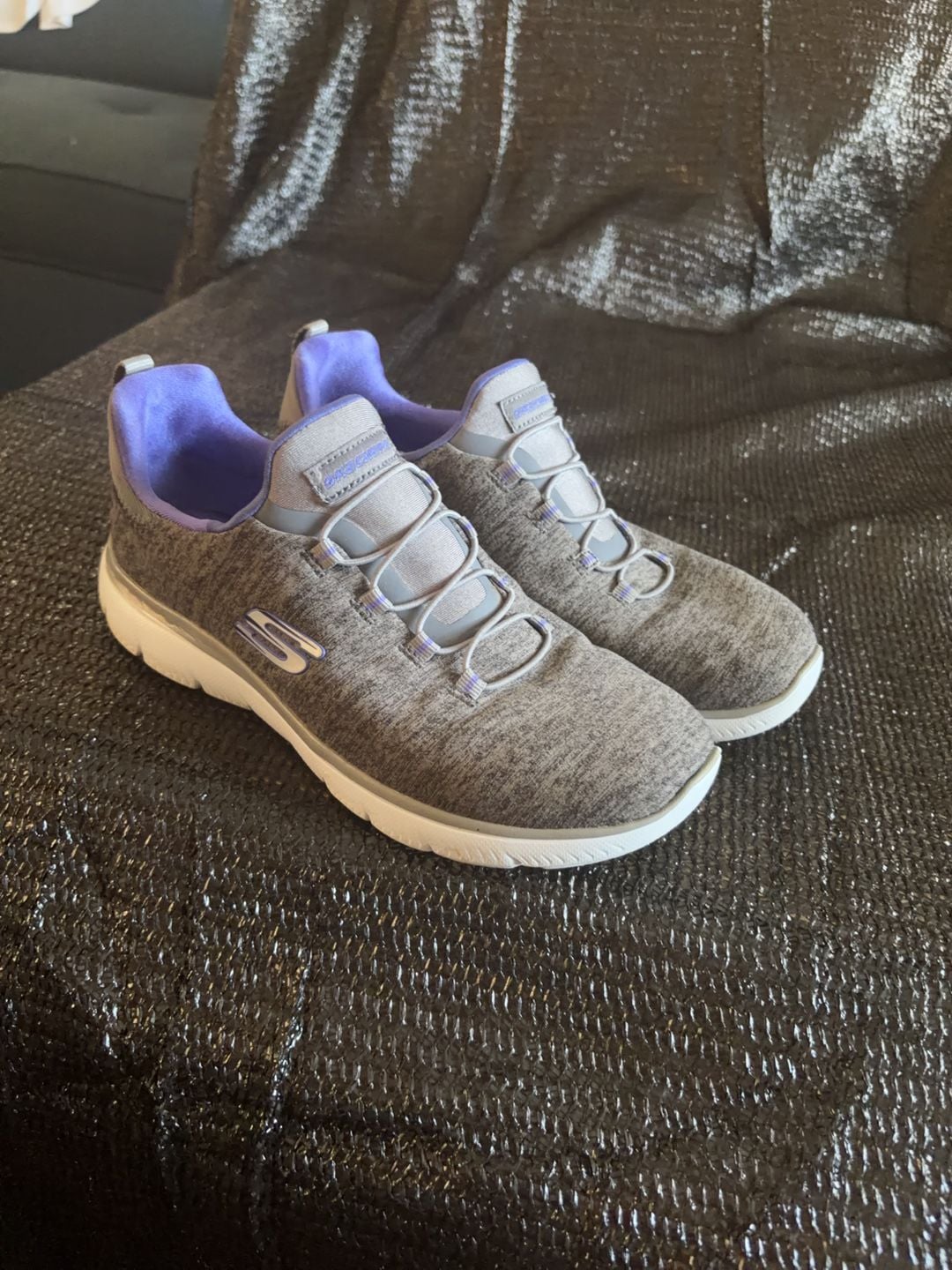Skechers Memory Foam Slip-On Sneakers Gray Purple Women's Size 7 6