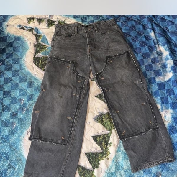 32 PDenim Y2K 90s Baggy Skater Wide Leg Thrashed