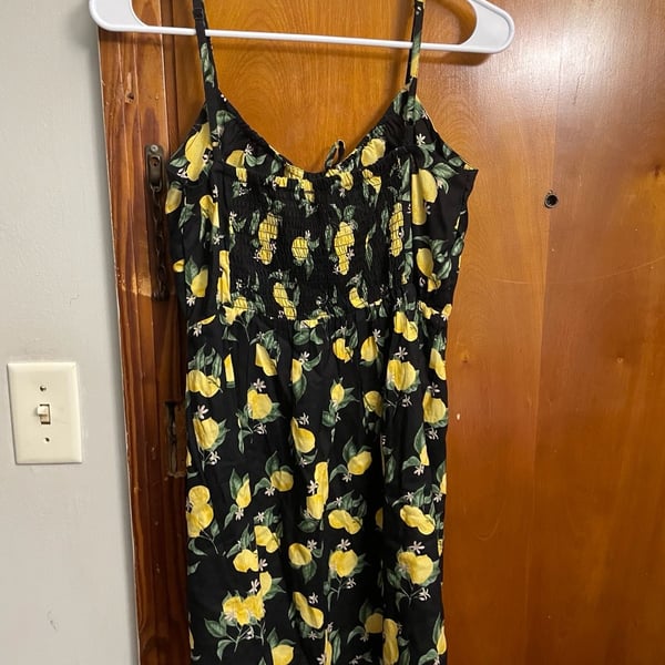 Lemon Print Smocked Mini Dress