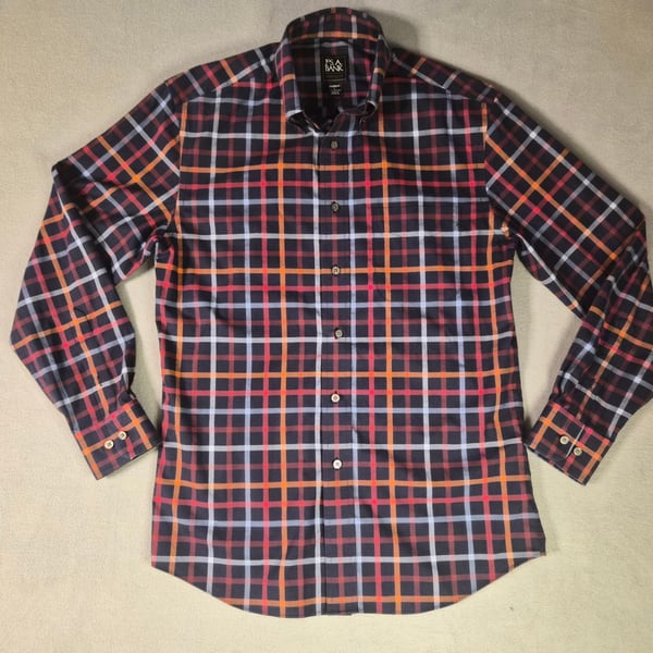 Jos. A. Bank Traveler Tailored Fit Plaid Button Down Shirt Size S