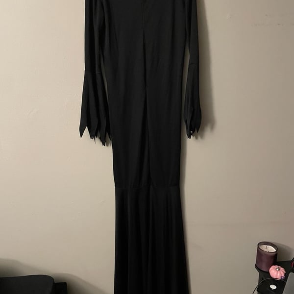 Women's Spirit Halloween Black Morticia Costume Long Sleeve Maxi Dress